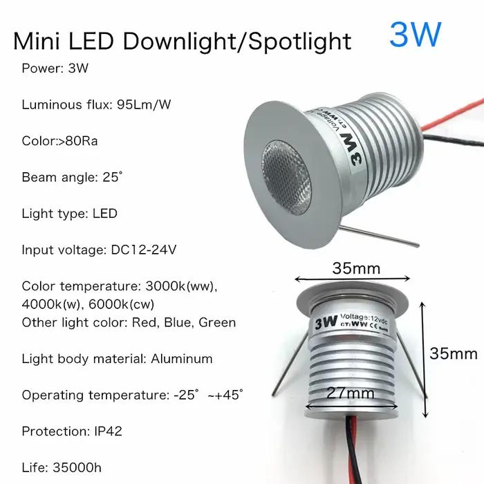 Mini Downlight LED d'intérieur 3W 1W, lumière encastrée à intensité variable, spot de plafond en alu