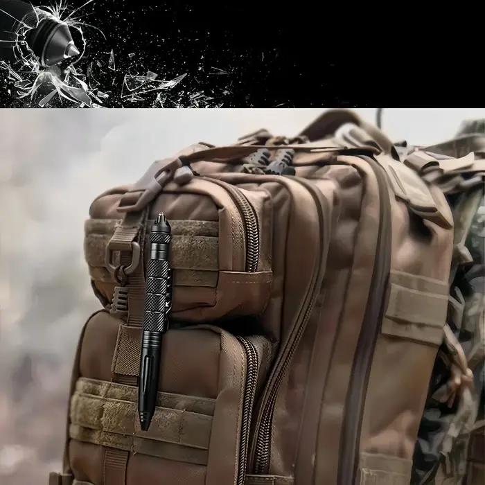 Stylo de survie tactique multifonctionnel EDC noir en acier tungstène pour la défense personnelle en extérieur