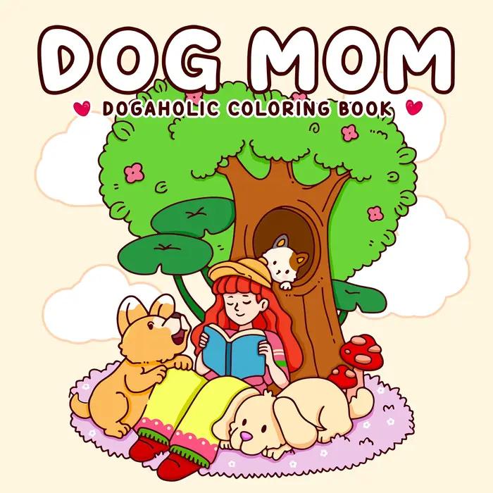 Maman du chien : livre de coloriage pour adultes avec des activités quotidiennes mignonnes et confor