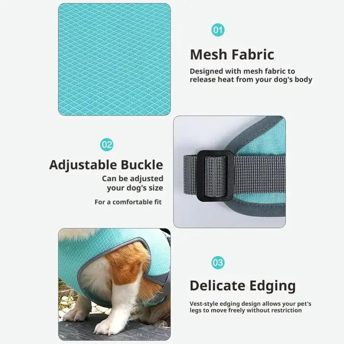 Gilet rafraîchissant pour chien pour l'été, avec protection contre la chaleur et protection solaire respirante, gilet rafraîchissant pour chien pour l'extérieur