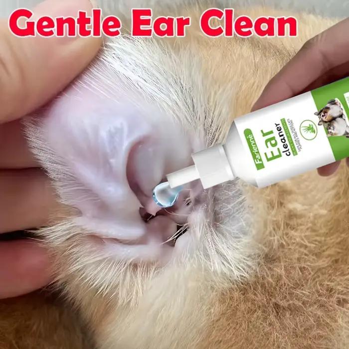 Nettoyant auriculaire naturel à base de plantes pour chiens et chats liquide nettoyant facile à utiliser pour oreilles propres et saines soin quotidien doux à domicile pour chiens et chats