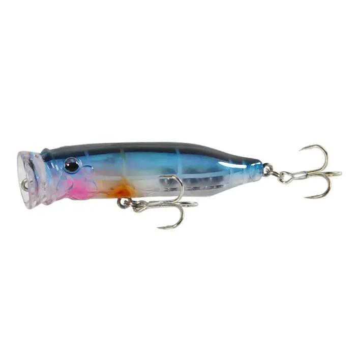 Leurre Popper Wobbler en Argile avec 6 Crochets Acérés pour Pêche en Océan, Lac, Rivière et Plage Occasionnels Prises de Poissons