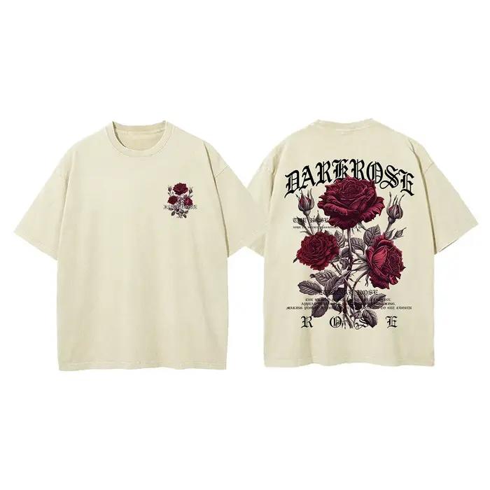 Roses rouges enveloppées de rubans impression vêtements hommes coton respirant t-shirt vêtements sur