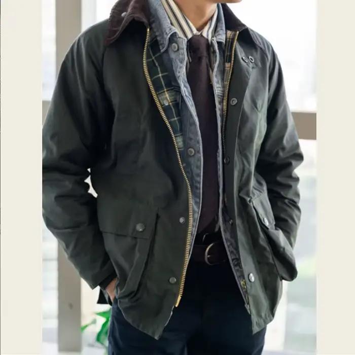 GDDQSDC Veste Rétro de Chasse en Cuir Huilé pour Homme
