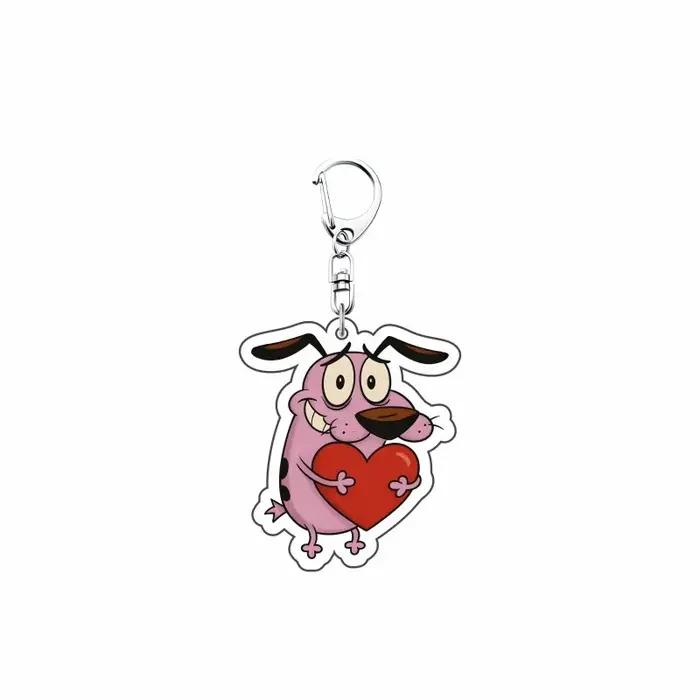 Dessin animé "Courage du chien lâches" 6 cm acrylique mignon Expression Pack porte-clés sac à dos cintre décoration Collection Fan cadeau