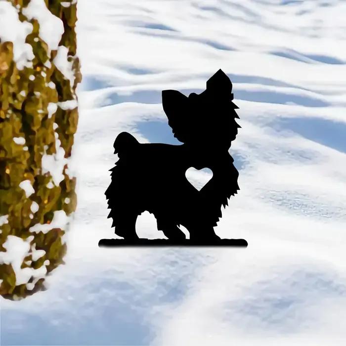 Piquet de jardin mignon en silhouette d'art en fer beige pour animaux de compagnie style ferme occasions extérieures et Saint-Valentin