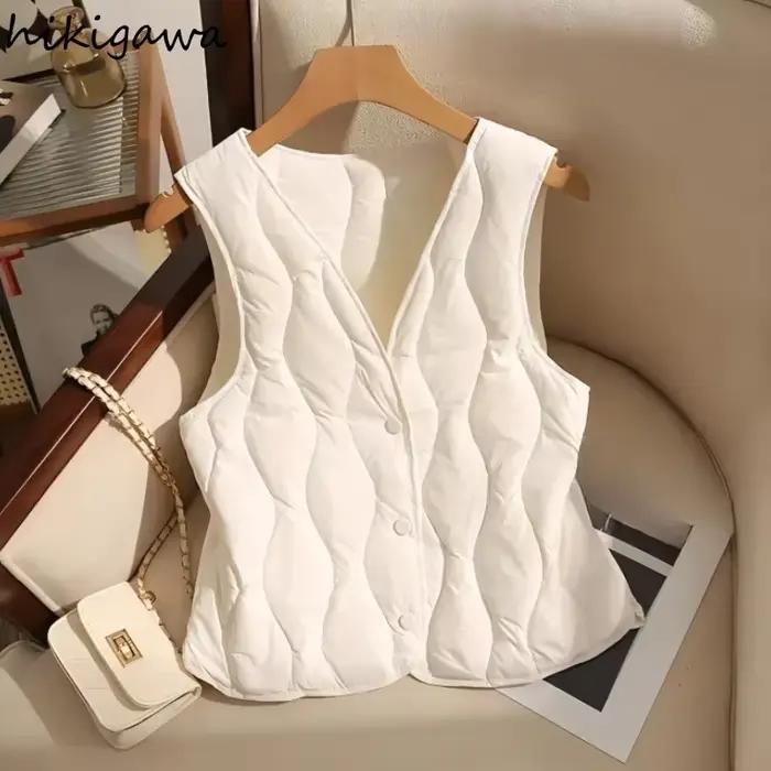 Gilet pour femmes col en v sans manches gilet automne hiver vêtements 2025 Ropa Mujer épais réservoirs chauds mode coréenne hauts courts