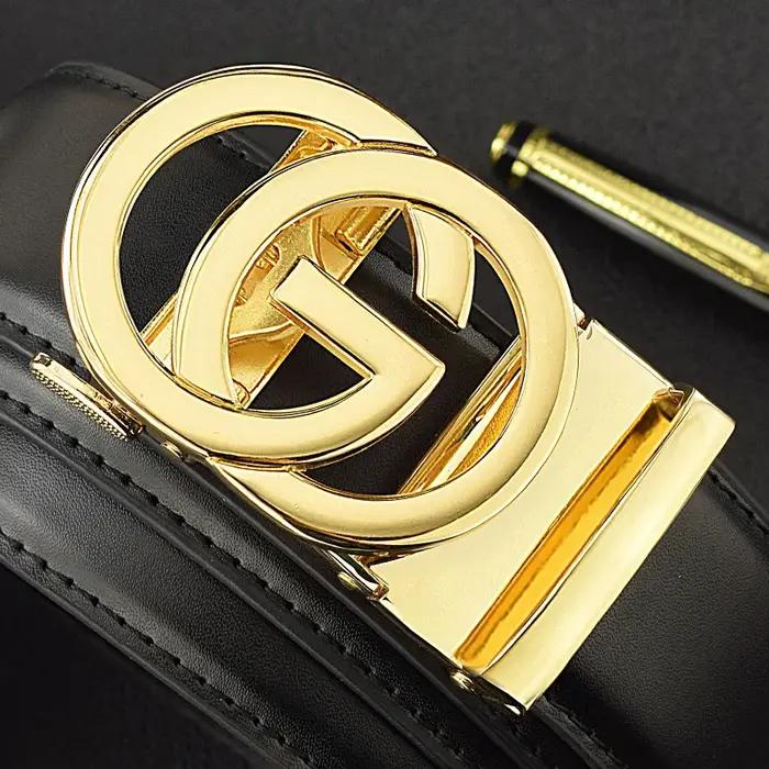 Ceinture en cuir véritable pour homme, sangle de taille exquise classique, lettre G, marque célèbre,