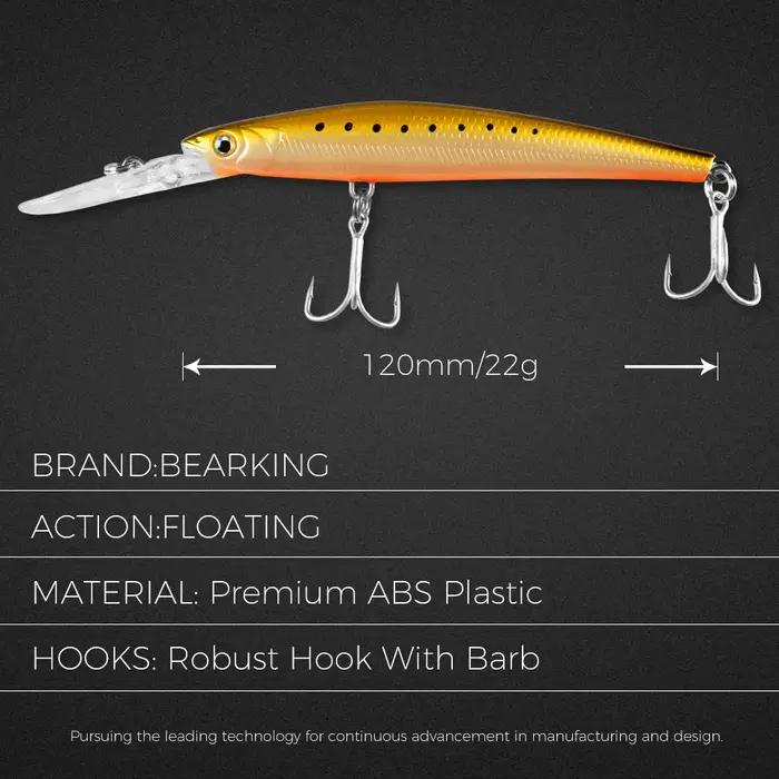BEARKING Top appâts durs leurres de pêche 120mm 22g longue coulée vairon Wobblers profondeur de plon