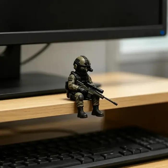 Figurine tactique miniature de soldat sniper assis