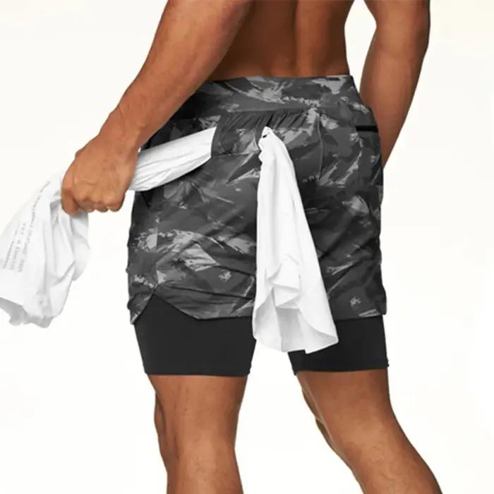 Short de course 2 en 1 pour hommes