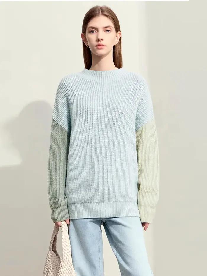 AMII minimalisme chandails femmes 2024 printemps vêtements de rue épissé haut tricoté manches tomban