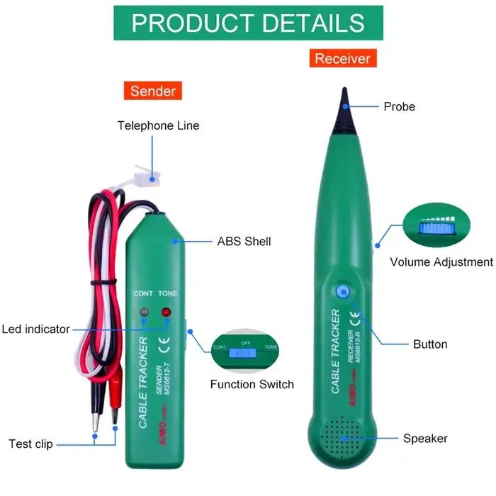 Testeur de traqueur de câble MS6812, détecteur professionnel de ligne LAN UTP STP, traceur de fil té
