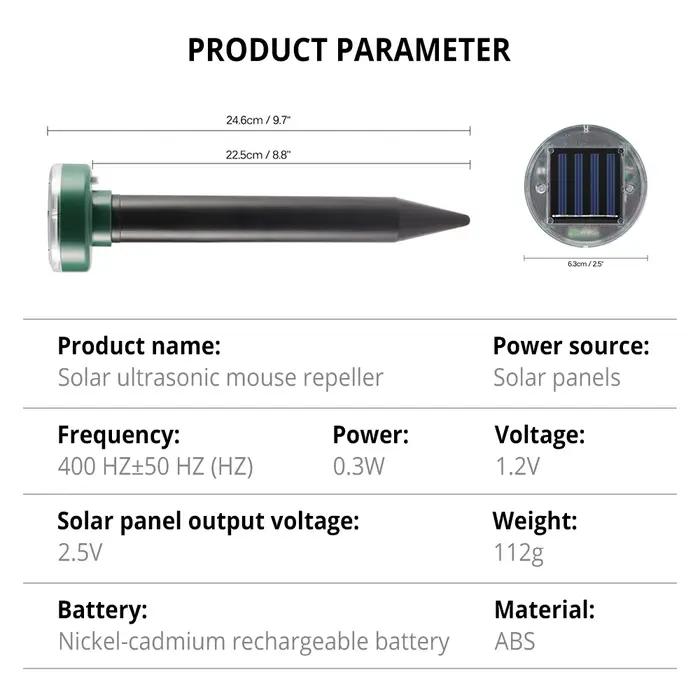 1/2/4/8 solaire alimenté Ultra sonique taupe antiparasitaire rongeur répulsif cour lampe extérieure arrière-cour terres