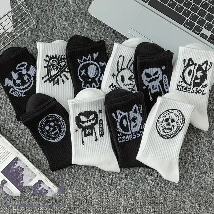 Lot 10 paires chaussettes diablotin pour chasse - Motif personnalisé noir blanc occasions tendance