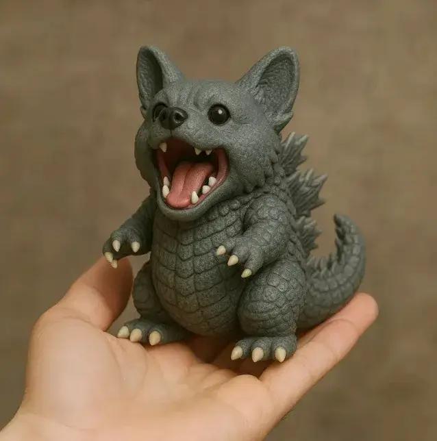Figurine de chien monstre, statue d'animal au visage mignon, en résine, ornement de bureau pour la m