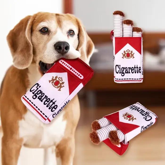 Jouet interactif en peluche conception cigarette créative pour chiens de petite à moyenne taille jouer divertir occasions spéciales