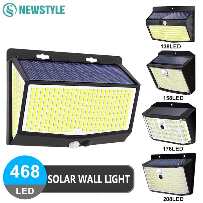 Lumière solaire extérieure 468/208/138 LED lumière solaire extérieure LED lumières de sécurité solai