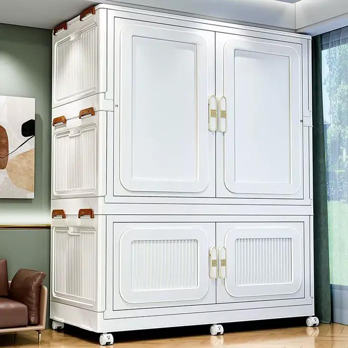 Armoire robuste organisateur de chambre vêtements pour enfants et femmes, armoire moderne en plastique avec porte coulissante pour rangement efficace et élégant