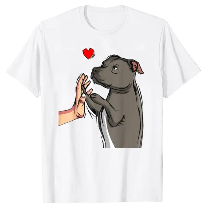 Drôle Staffordshire Bull Terrier amour chien maman graphique T-shirts hommes mode t-shirt décontracté 100% coton ample