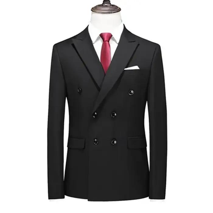 Costume de smoking croisé pour homme, style mode 2026 / Vêtements décontractés coréens coupe ajustée