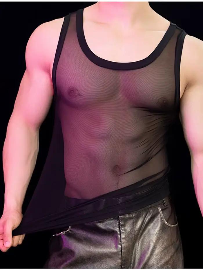 Chemise transparente pour homme, vêtement sexy, mince, précieux, en Y, respirant, en fibre, boîte de nuit, haute élasticité