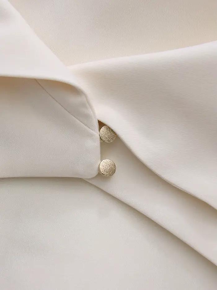 CHICEVER Ensemble deux pièces irrégulier uni pour femme, col châle à revers, sans manches, robe long