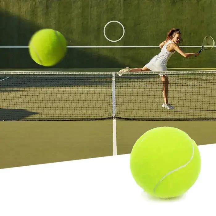 Balle de tennis en fibre de caoutchouc haute élasticité jaune pour entraînement compétition et divertissement en plein air