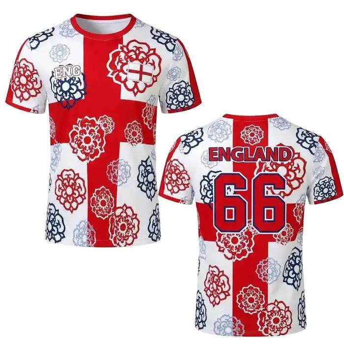Maillot de football imprimé drapeau anglais t-shirt unisexe décontracté respirant et à séchage rapide pour entraînement de football occasions spéciales