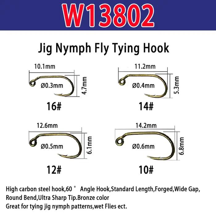 Vampfly 50pcs crochet de pêche à la mouche barbelé nymphe Pupa oeuf mouche sèche mouche humide mouch
