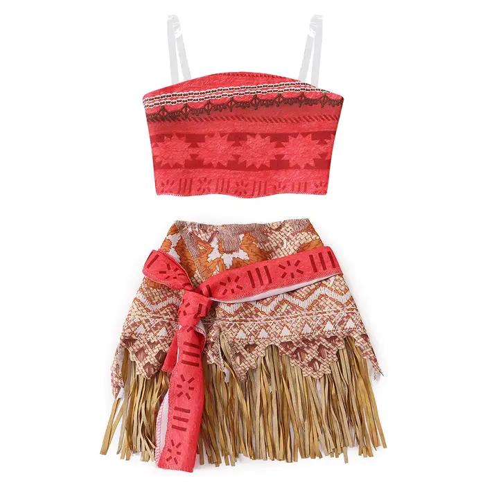 Costume de jeu de rôle de dessin animé Ocean Adventure, déguisement Moana deux pièces pour filles, C