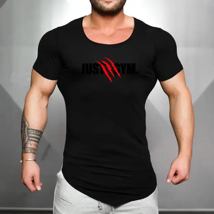 Chemise en coton respirant pour homme coupe couverte sport fitness course à pied été