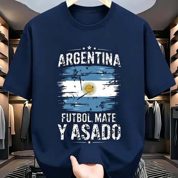 T-shirt à manches courtes pour hommes avec slogan créatif sur la culture du football argentin