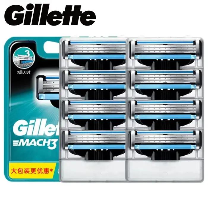 Recharges de lames de rasoir Gillette Mach3 pour hommes, 4/8 recharges de lames de rasoir avec bande