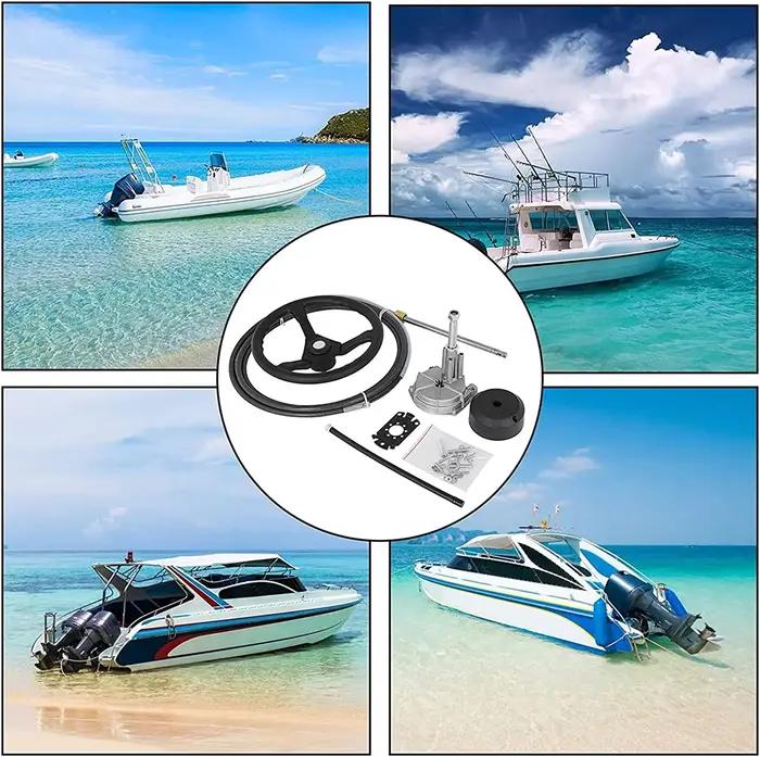 Kit de système de direction hors-bord hydraulique pour bateau marin 200HP avec volant, cylindre hydraulique, pompe à helm, tuyaux pour yachts et bateaux de pêche occasions spéciales