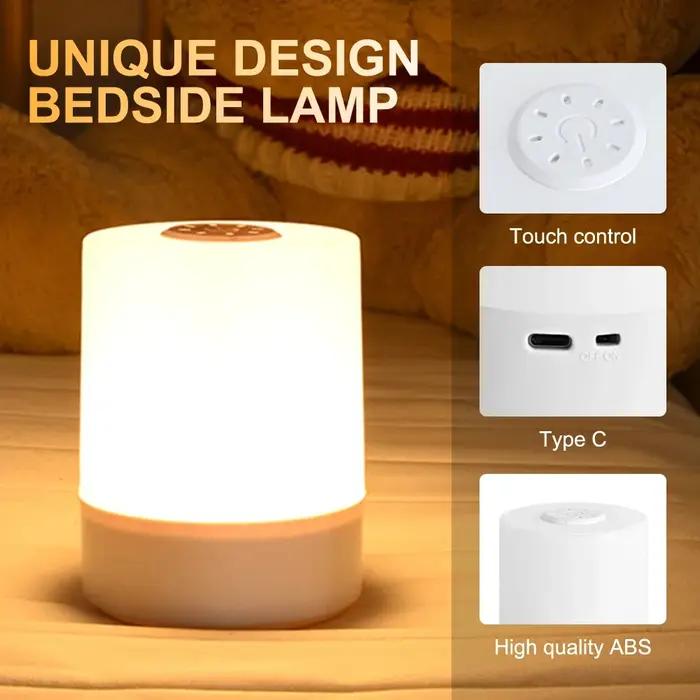 Lampe de chevet tactile pour chambre à coucher, 3 modes de gradation, lampe de nuit rechargeable, lu