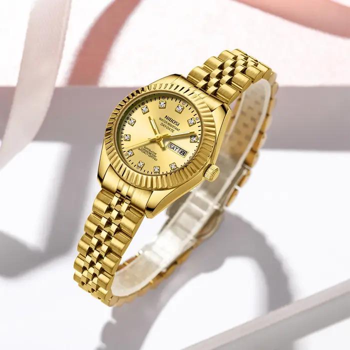 Montre femme NIBOSI luxe mode - Simple professionnelle acier inoxydable bracelet dame