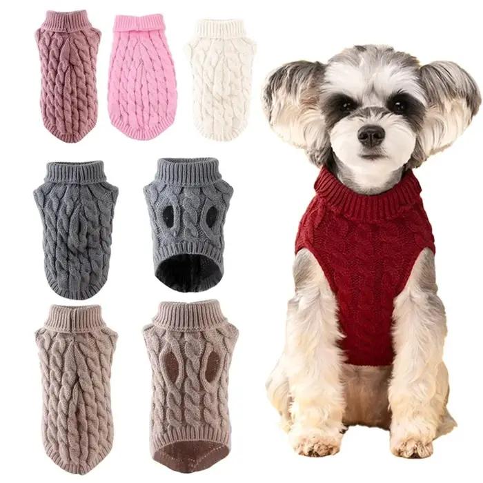 Pull en tricot pour chien 100% coton confortable et doux pour chiens de petite et moyenne taille styles leisure blanc rose occassions hivernales promenades à offrir