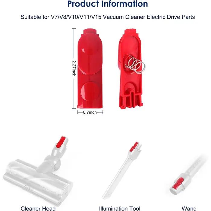 Bouton de commutation avec ressort pour Dyson V7, V8, V10, V11, V15, clip de tête d'aspirateur, pièc