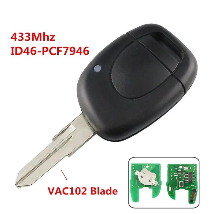 Clé de voiture télécommandée 433 MHz ID46 pour Renault Clio II Master Twingo Kangoo 1 2 3 Simbol Scenic Laguna Espace