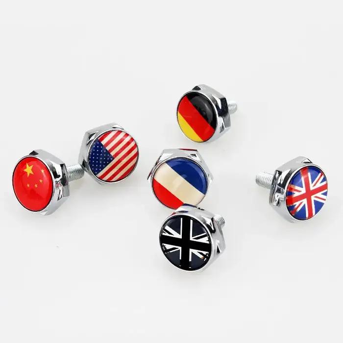 Vis de plaque d'immatriculation en métal pour VW BMW Audi Toyota Honda Alfa Romeo, 4 pièces, drapeau
