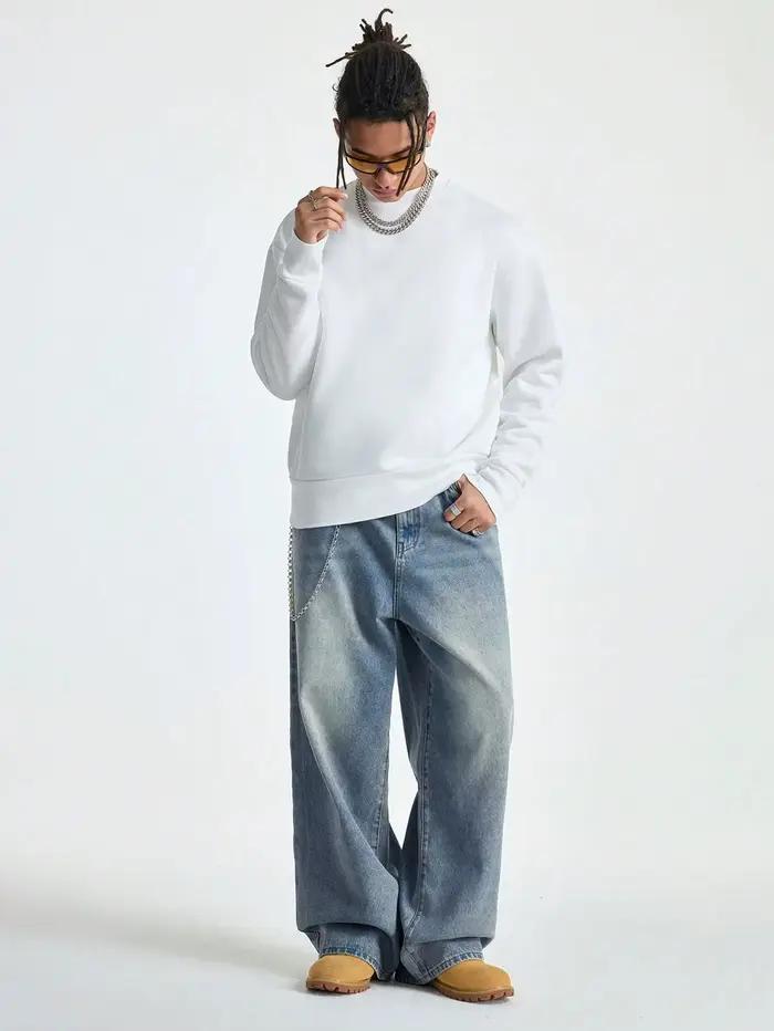 Jean large brossé pour hommes, 1 pièce, jean large Y2K, nouvelles roches, Buggy, pantalon Hip-Hop no