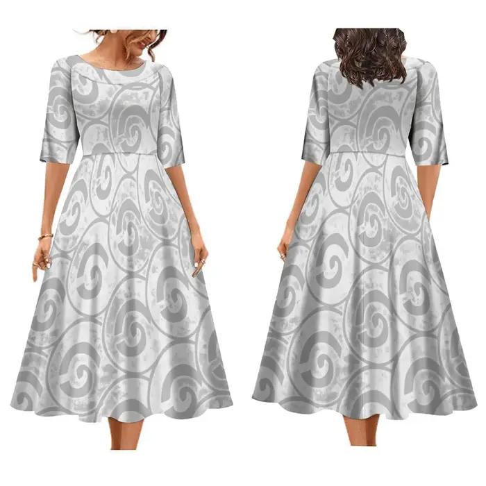 Robe mi-longue imprimée tribale, robe hawaïenne, robe éducative, cadeau de fête des mères personnali