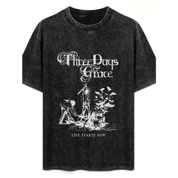 Rock Grace groupe de trois jours lavé nouveauté vêtements pour hommes t-shirt Homme graphique T-Shirts