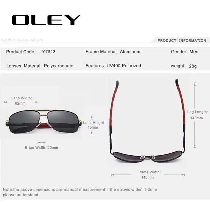 OLEY — Lunettes de soleil à verres polarisés pour hommes, mode contemporaine, protection des yeux, a