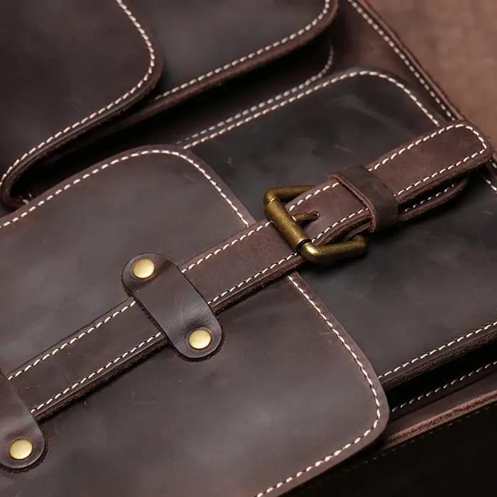 LUOKIR véritable haute qualité Crazy Horse peau de vache épaule sac à bandoulière hommes en cuir de