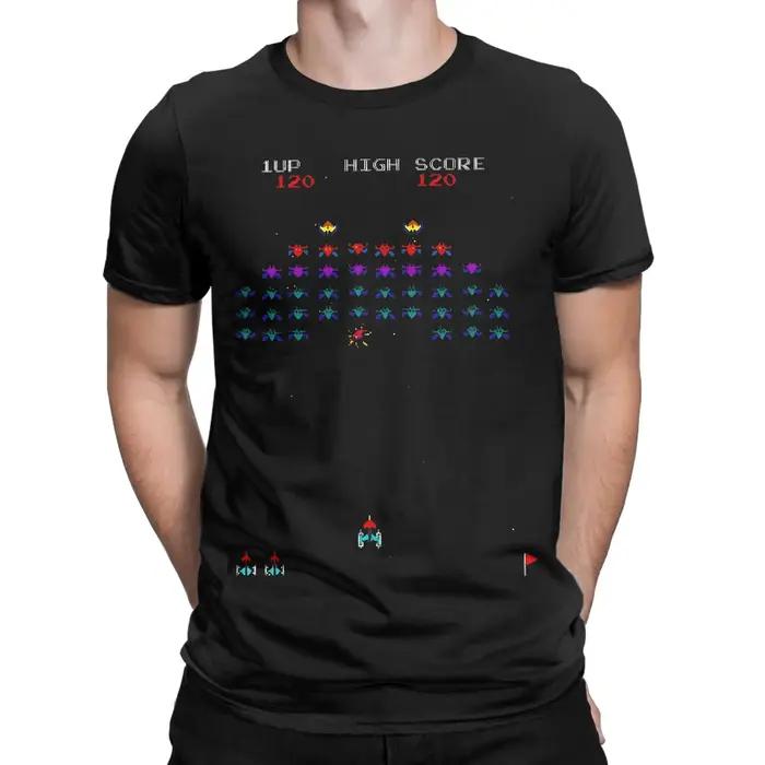 Arcade Galaga game gaming fans Printed T Shirts for Men Women 100% Cotton Tee Shirt Clothing