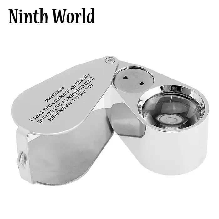 Loupe à lentille UV LED pour bijoutier éclairé 40X, avec Construction métallique et verre optique
