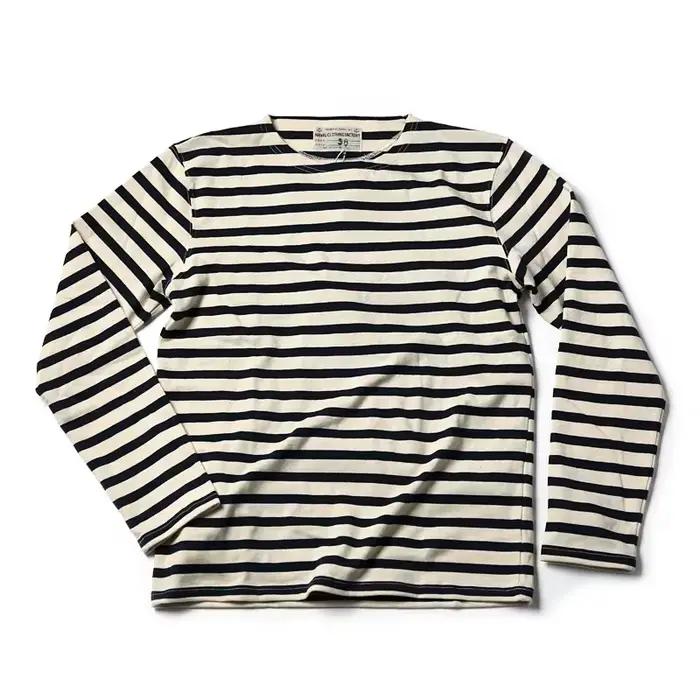 Chemise rayée vintage homme col rond décontracté hauts coton tricoté épais t-shirts printemps automne ocassions décontractées