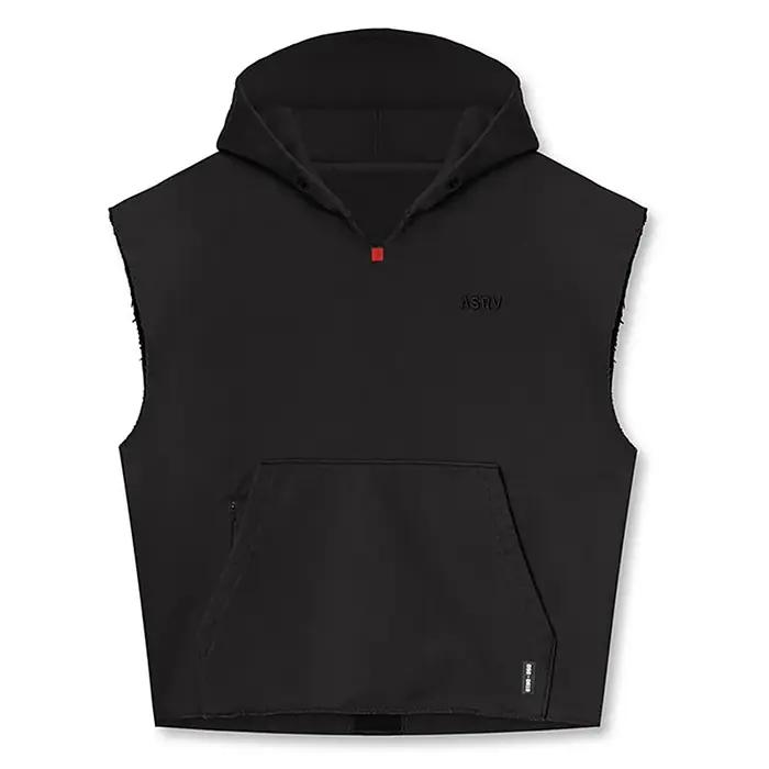 Haut sans manches homme ASRV hoodie coton polyester à capuche pour entraînement sportif et occasions décontractées